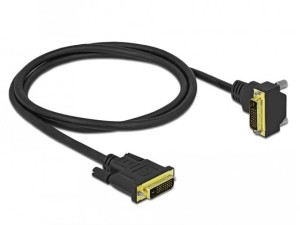 Kabel Delock DVI-D(M)(24+1) - DVI-D(M)(24+1) kątowy dół czarny 1m
