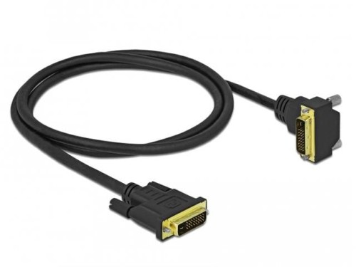 Kabel Delock DVI-D(M)(24+1) - DVI-D(M)(24+1) kątowy dół czarny 1m - 1377753