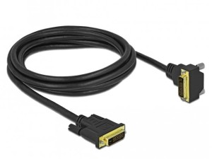 Kabel Delock DVI-D(M)(24+1) - DVI-D(M)(24+1) kątowy dół czarny 2m