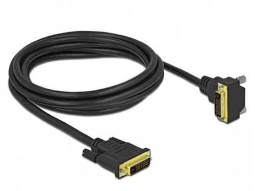 Kabel Delock DVI-D(M)(24+1) - DVI-D(M)(24+1) kątowy dół czarny 2m - 1377754