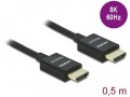Kabel HDMI Delock M/M v2.1 0,5m 8K 60Hz koncentryczny oplot czarny - 972257