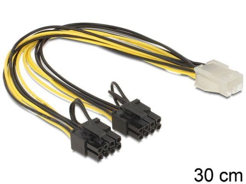 Kabel rozdzielacz zasilania Delock PCIe 6-pin F -> 2x PCIe 8(6+2)-pin M - 680848