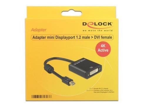 Adapter Delock DisplayPort 1.2 MINI->DVI4K (F)(24+5) na kablu 0,2m - 1377794