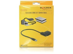 Kabel adapter Delock USB-A (M) 3.0 - SATA Data III (F) 22pin + zasilanie czarny