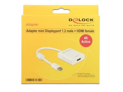 Adapter Delock DisplayPort 1.2 > HDMI(F) 4K aktywny biały - 1377849