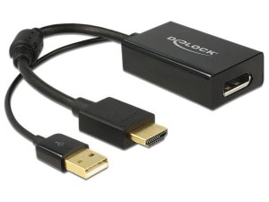 Adapter Delock HDMI(M) -> Displayport1.2(F) + zasilanie USB 0.24m
