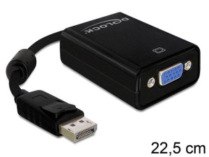 DeLOCK 61848 adapter kablowy 0,125 m VGA (D-Sub) DisplayPort Czarny