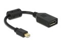 Kabel adapter Delock mini DisplayPort(M) - DisplayPort(F) 4K 0,15m czarny - 972348