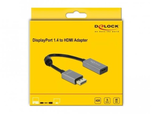 Kabel adapter Delock DisplayPort 1.4 - HDMI M/F 0,2m szary 4K 60Hz - 1377871
