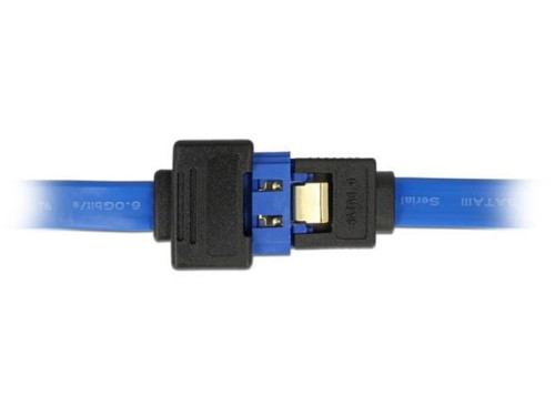 Przedłużacz Delock SATA DATA III (M/F) metalowe zatrzaski niebieski 20cm - 1377908