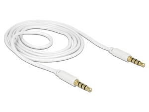 Kabel Delock MiniJack M/M 4 PIN Apple 1m biały