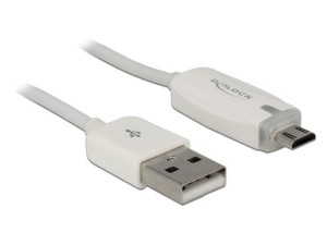 Kabel Delock AM-MBM5P USB Micro 2.0+ wskaźnik ładowania LED 1m white