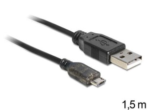 Kabel Delock USB Micro AM-MBM5P USB 2.0 1,5m + wskaźnik ładowania LED