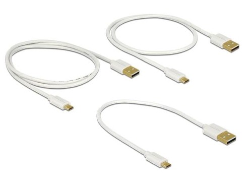 Kabel USB Delock micro AM-MBM5P USB 2.0 0,3m 0,6m 0,9m zestaw biały - 1377991