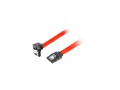 Kabel SATA Lanberg DATA II (3Gb/s) F/F 0,5m kątowy metalowe zatrzaski czerwony - 681993