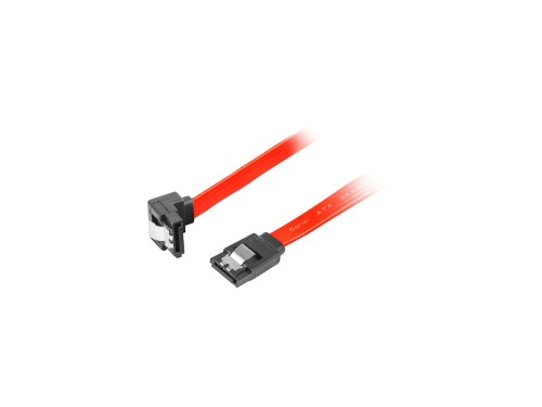Kabel SATA Lanberg DATA III (6Gb/s) F/F 0,7m kątowy metalowe zatrzaski czerwony - 681999