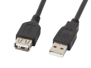 Kabel Lanberg CA-USBE-10CC-0018-BK (USB 2.0 M - USB 2.0 F; 1,8m; kolor czarny)