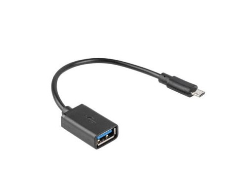 Kabel USB 2.0 Lanberg micro USB(M) - USB-A(F) 0,15m OTG czarny - 1378263