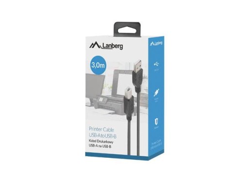 Kabel USB 2.0 Lanberg AM-BM 3m czarny ferryt box - 1378285