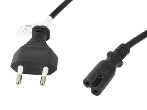 Kabel zasilający Lanberg CEE 7/16 -> IEC 320 C7 EURO (radiowy) 1,8m VDE czarny - 682170