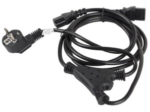 Kabel zasilający Y Lanberg CEE 7/7 -> 2x IEC 320 C13 (2 zasilacze) 1,8m czarny