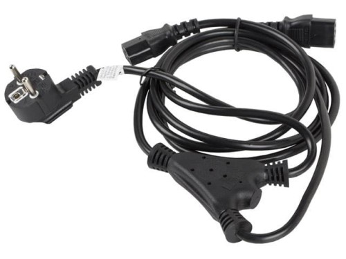 Kabel zasilający Y Lanberg CEE 7/7 -> 2x IEC 320 C13 (2 zasilacze) 1,8m czarny - 1378461