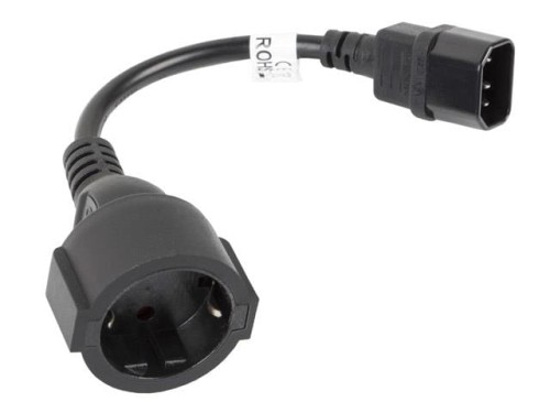 Przedłużacz kabla zasilającego Lanberg IEC 320 C14 -> Schuko (F) 0,2m czarny - 874680