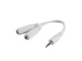 Kabel adapter Lanberg Minijack 3,5mm 3-pin (M) -> 2x Minijack 3,5mm 3-pin (F) 0,1m biały - 682194
