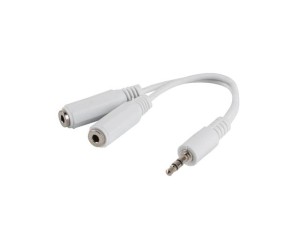 Kabel adapter Lanberg Minijack 3,5mm 3-pin (M) -> 2x Minijack 3,5mm 3-pin (F) 0,1m biały