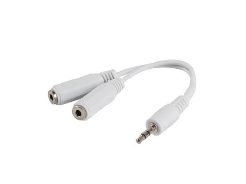 Kabel adapter Lanberg Minijack 3,5mm 3-pin (M) -> 2x Minijack 3,5mm 3-pin (F) 0,1m biały - 682194