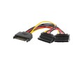 Kabel zasilający Lanberg SATA (M)-> 2x SATA (F) 90° 0,15m - 682230
