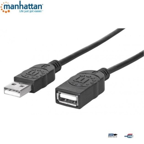 Kabel/przedłużacz Manchattan USB2.0 AM-AF 3m czarny - 1379154