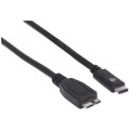 Kabel Manhattan USB-C 3.1 / MicroUSB-B 3.0 M/M 1m czarny - 1379090