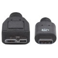 Kabel Manhattan USB-C 3.1 / MicroUSB-B 3.0 M/M 1m czarny - 1379091