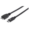 Kabel Manhattan USB-C 3.1 / MicroUSB-B 3.0 M/M 1m czarny - 1311844
