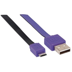 Kabel Manhattan USB-A 2.0 / MicroUSB-B 2.0 M/M 1m fioletowo-czarny