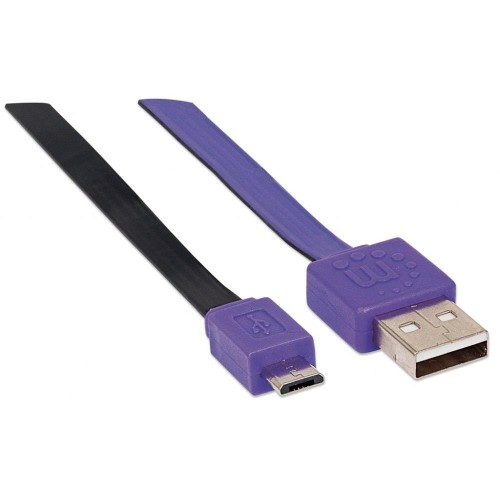 Kabel Manhattan USB-A 2.0 / MicroUSB-B 2.0 M/M 1m fioletowo-czarny - 1379129