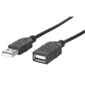 Kabel / przedłużacz Manhattan USB2.0 A-A M/F 1,8m czarny - 1311855