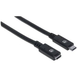 Kabel/przedłużacz Manhattan USB-C 3.2 Gen2 M/F 0,5m czarny
