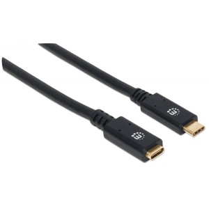 Kabel/przedłużacz Manhattan USB-C 3.2 Gen1 M/F 1m czarny