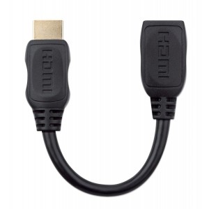 Kabel / Przedłużacz Manhattan HDMI-HDMI M/F Ethernet 4K*60Hz 0,2m, czarny