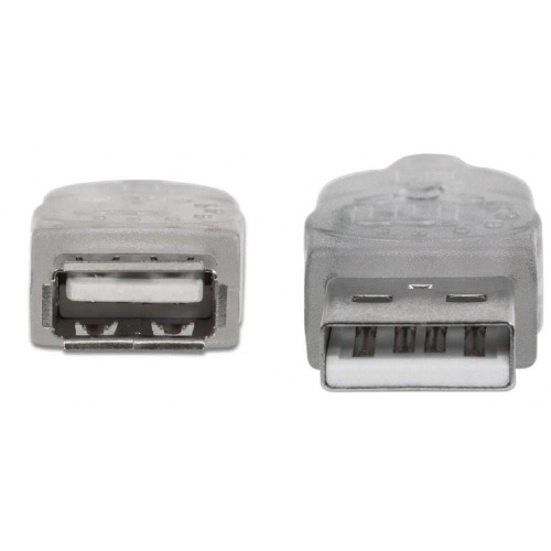 Kabel USB Manhattan USB 2.0 A-A M/F, 3m, srebrny - 1379253