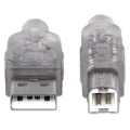 Kabel USB Manhattan USB 2.0 A-B M/M, 3m, srebrny - 1379259