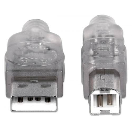 Kabel USB Manhattan USB 2.0 A-B M/M, 5m, srebrny - 1379264