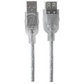 Kabel Manhattan przedłużacz USB 2.0 A-A M/F 4,5m, srebrny - 1379285