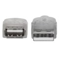 Kabel Manhattan przedłużacz USB 2.0 A-A M/F 4,5m, srebrny - 1379286
