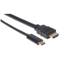 Kabel adapter Manhattan USB-C / HDMI 4K*30Hz DP Alt Mode 1m czarny - 1379356