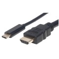 Kabel adapter Manhattan USB-C / HDMI 4K*30Hz DP Alt Mode 1m czarny - 1311861