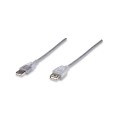 Kabel Manhattan USB 2.0 A-A M/F, 1,8m, srebrny - 973471