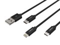 Kabel Natec Extreme Media micro USB + Lightning + USB-C combo 1m czarny - 1379436